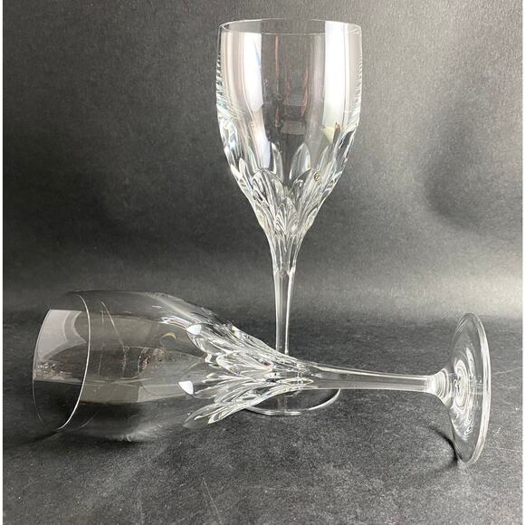 Gorham Diamond Clear Water Goblets - Set of 2 Fine Crystal Stemware - Picture 3 of 10